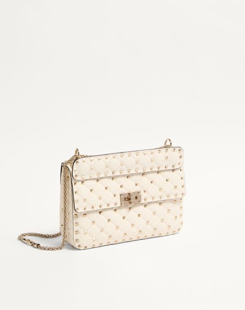 Valentino Garavani - Medium Nappa Rockstud Spike Bag - Light Ivory - Woman - Shoulder Bags